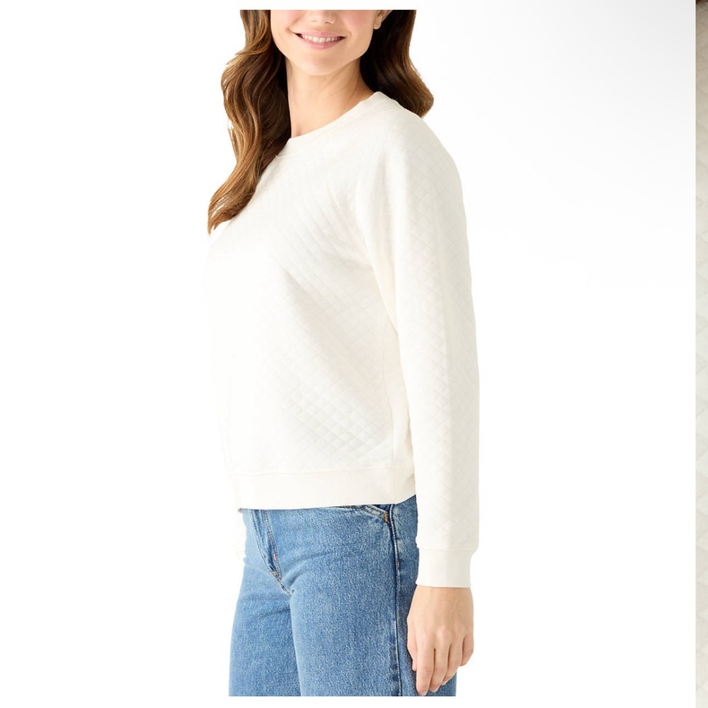 Workshop Republic Clothing White Quilted Sweatshirt- Sz Medium- NWT - Picture 4 of 5